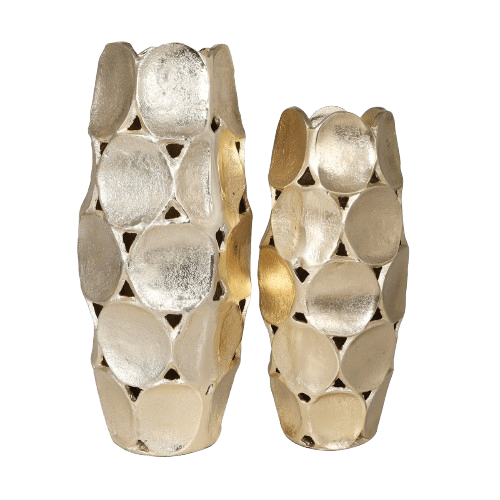 ALUMINIUM FLOWER VASE (GOLD) SET OF 2